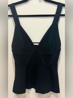 UTERQUE Wide Strap Peplum Top Black M